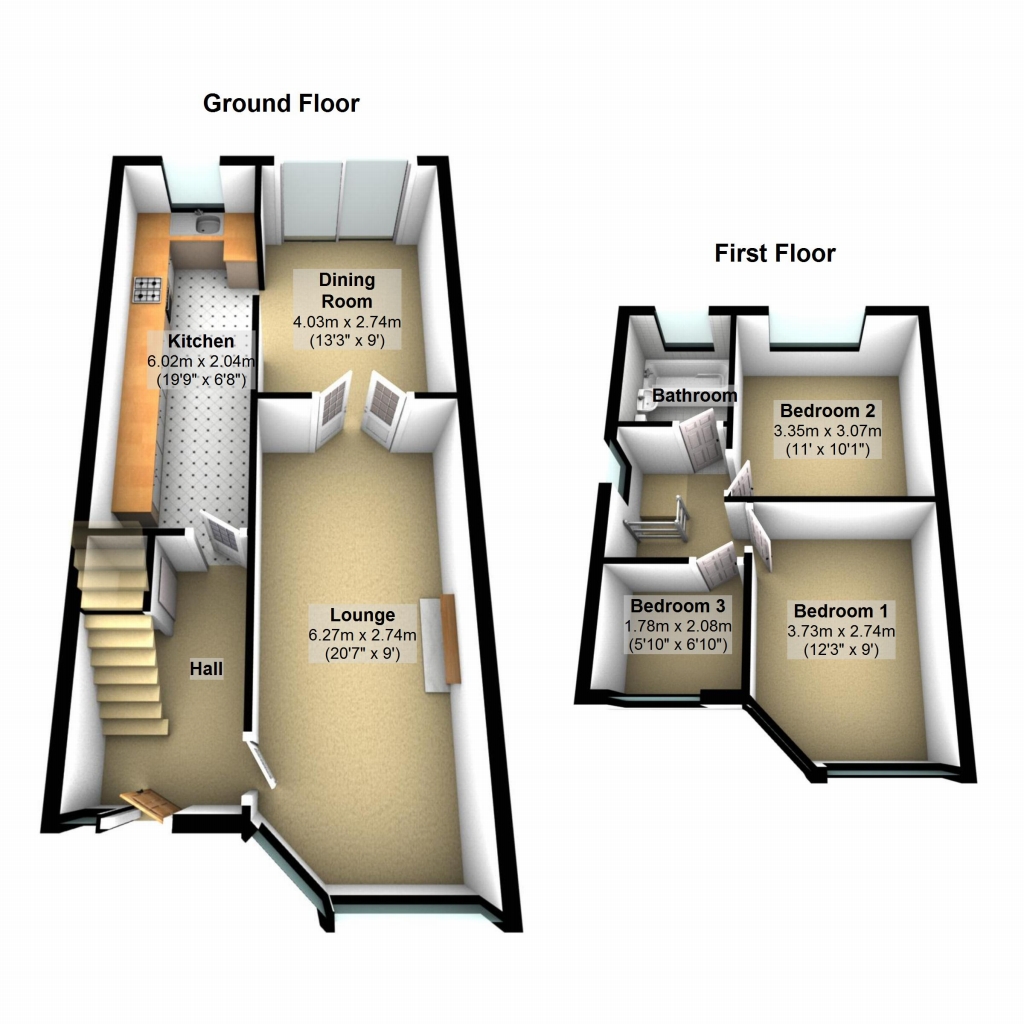 3 bedroom semi detached house SSTC in Solihull - floorplan 1.