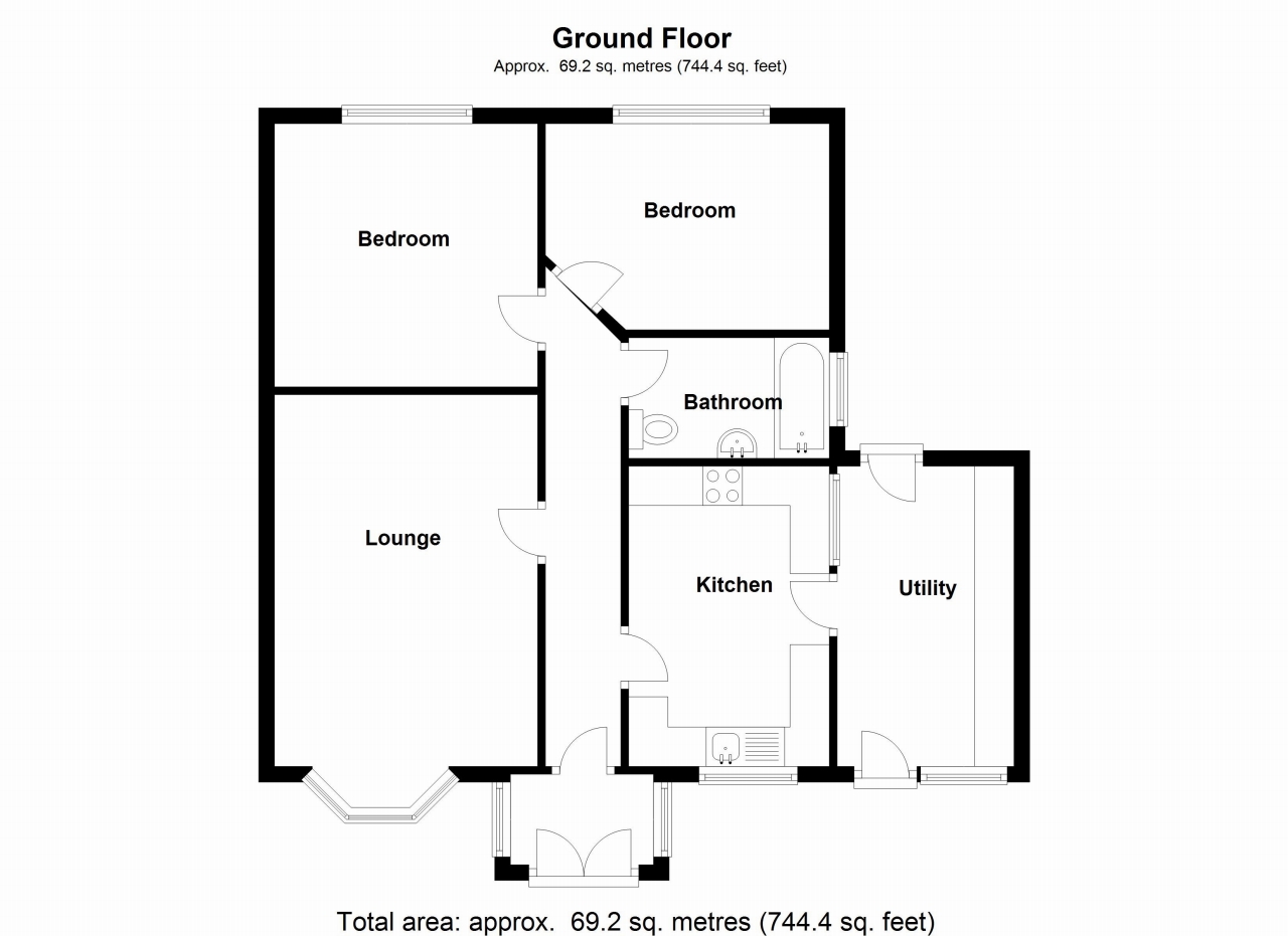 2 bedroom detached bungalow SSTC in Birmingham - floorplan 1.