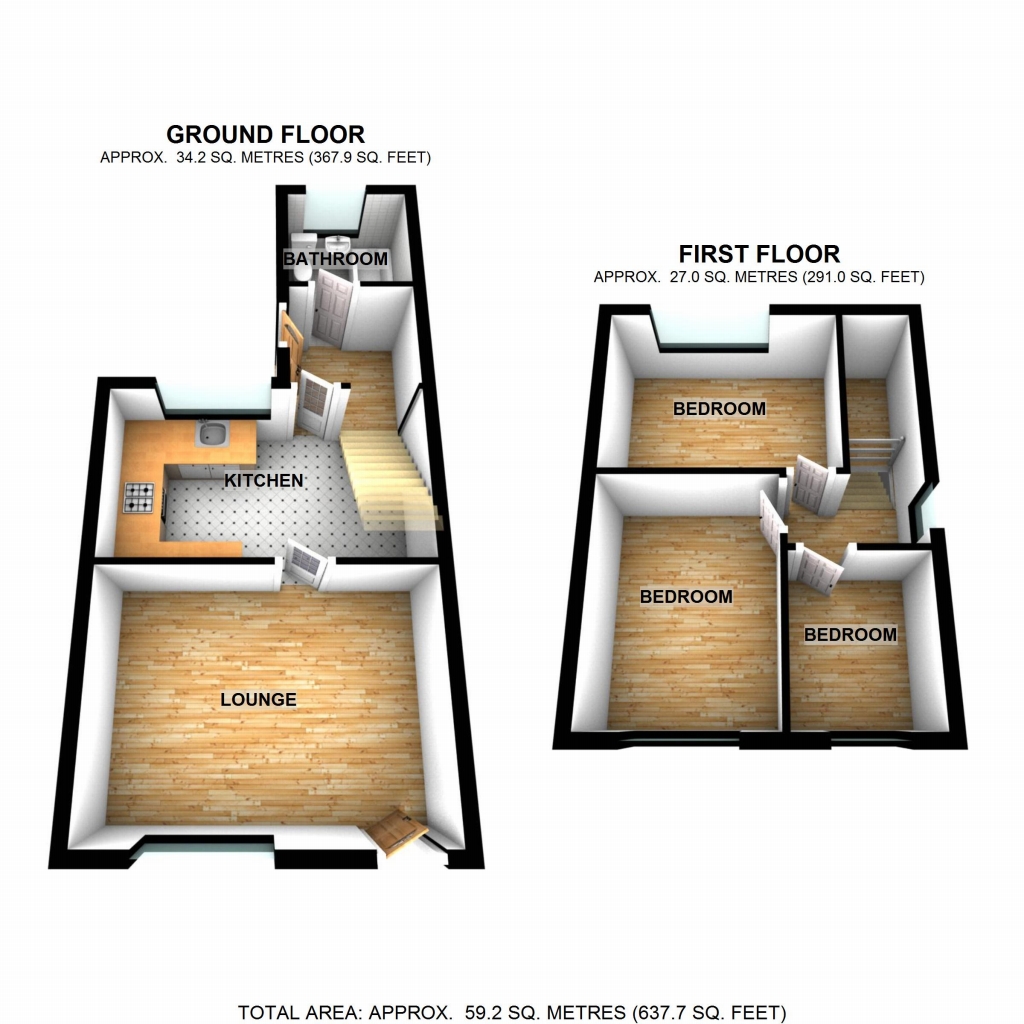 3 bedroom end terraced house SSTC in Birmingham - floorplan 1.