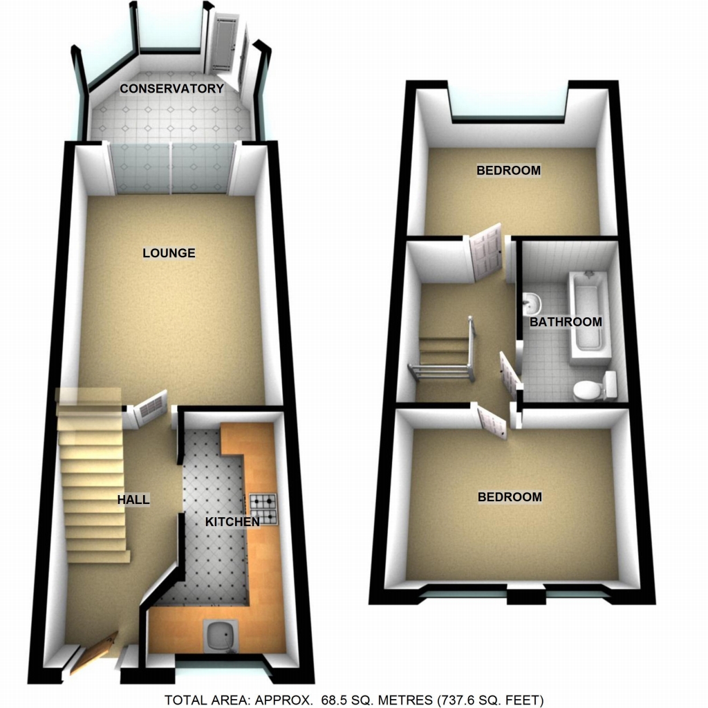 2 bedroom semi detached house SSTC in Birmingham - floorplan 1.