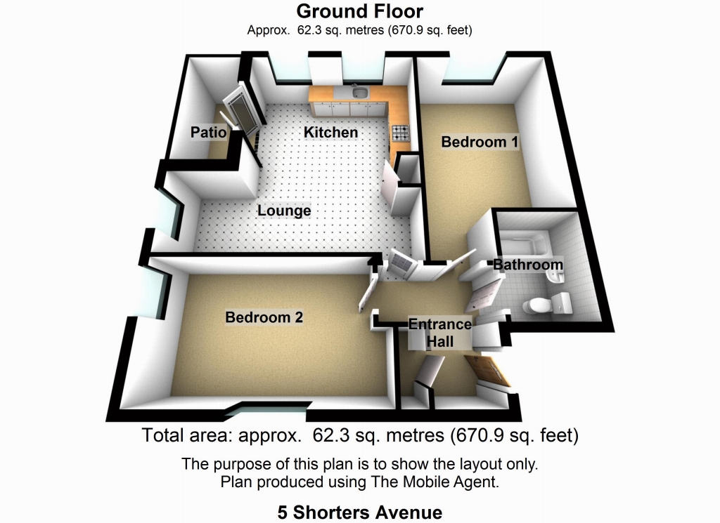 2 bedroom ground floor apartment Application Made in Birmingham - floorplan 1.