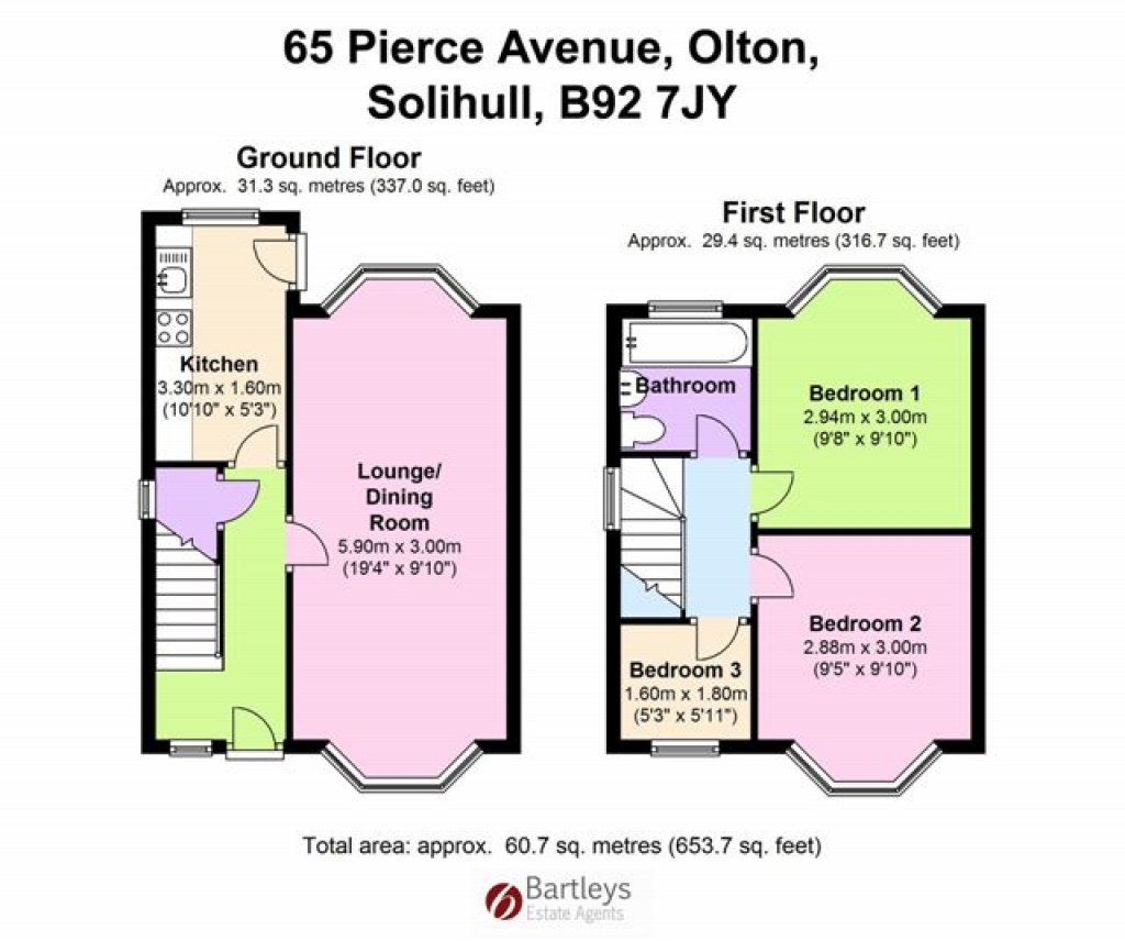 3 bedroom semi detached house SSTC in Solihull - floorplan 1.