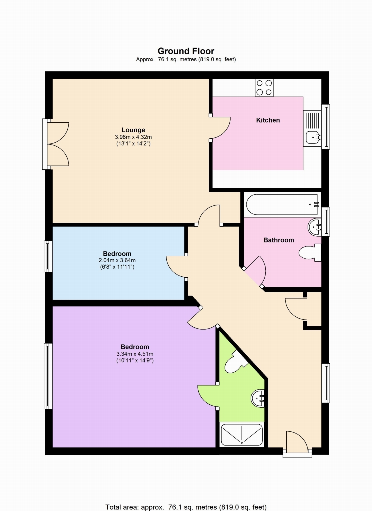 2 bedroom second floor apartment SSTC in Solihull - floorplan 1.