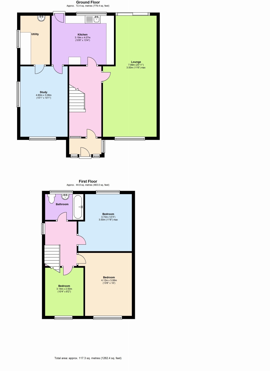 3 bedroom semi detached house SSTC in Solihull - floorplan 1.