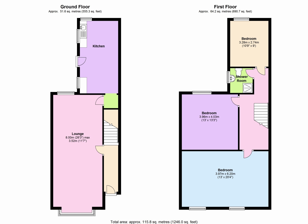 3 bedroom mid terraced house SSTC in Birmingham - floorplan 1.