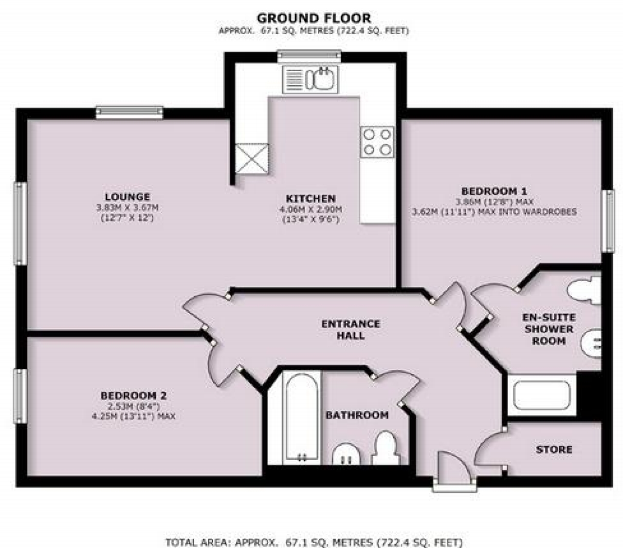 2 bedroom first floor apartment SSTC in Solihull - floorplan 1.