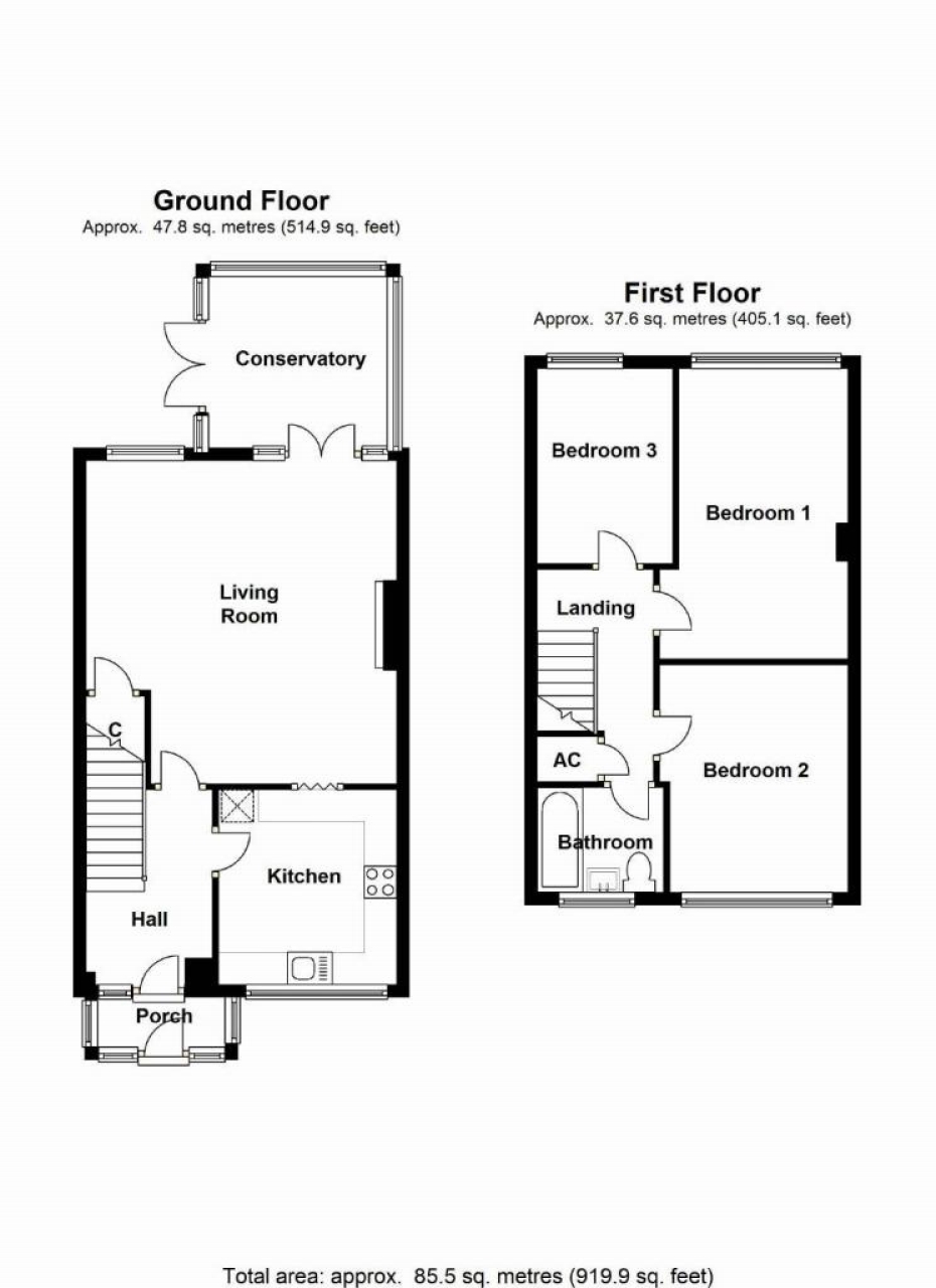 3 bedroom mid terraced house SSTC in Solihull - floorplan 1.