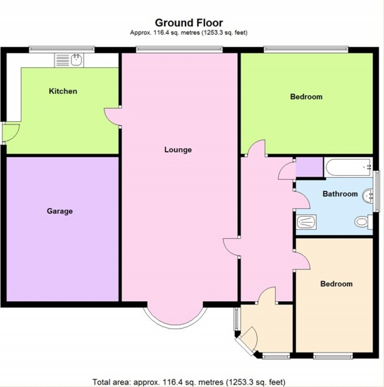 2 bedroom detached bungalow SSTC in Birmingham - floorplan 1.