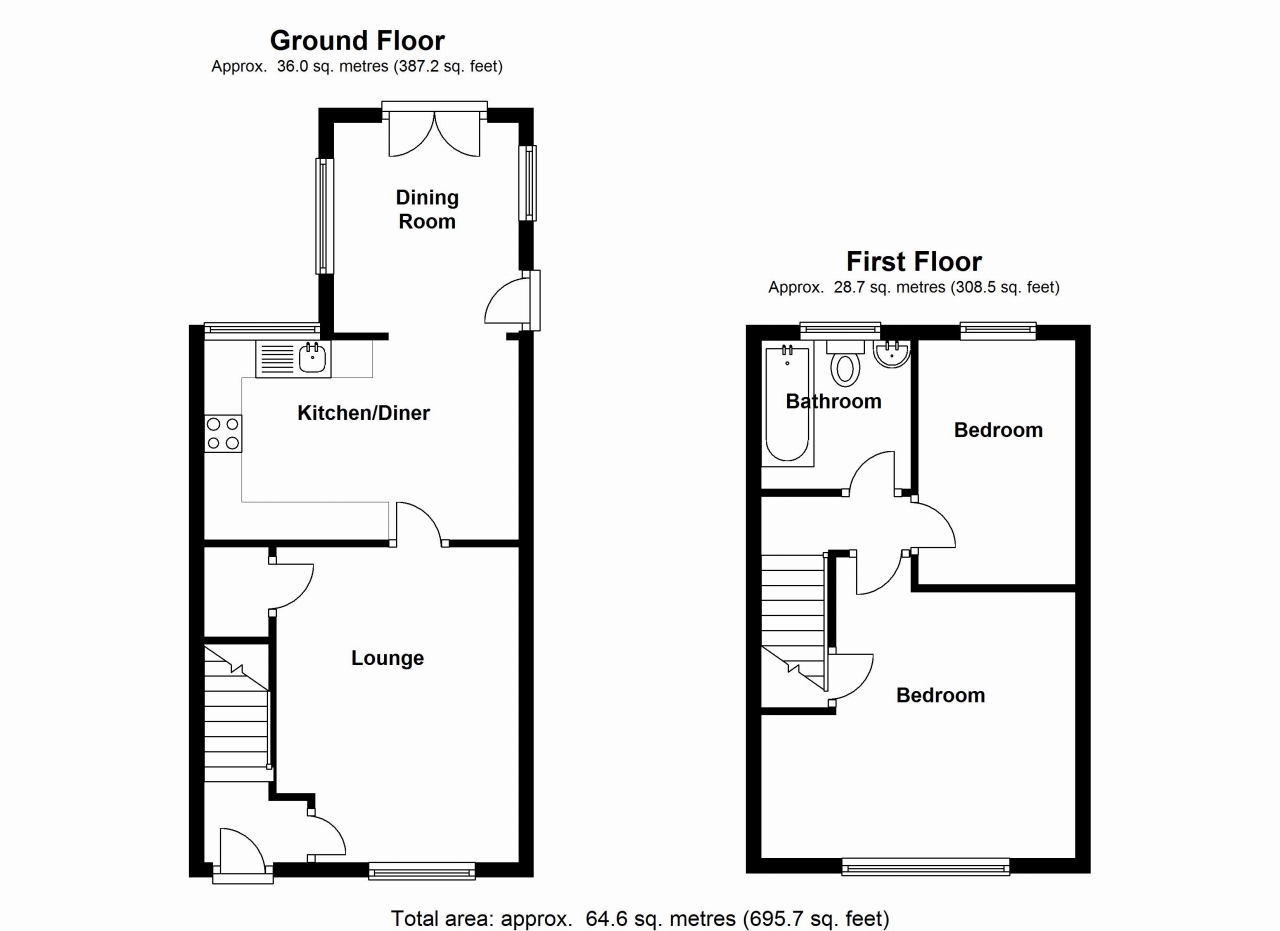 2 bedroom mid terraced house SSTC in Birmingham - floorplan 1.