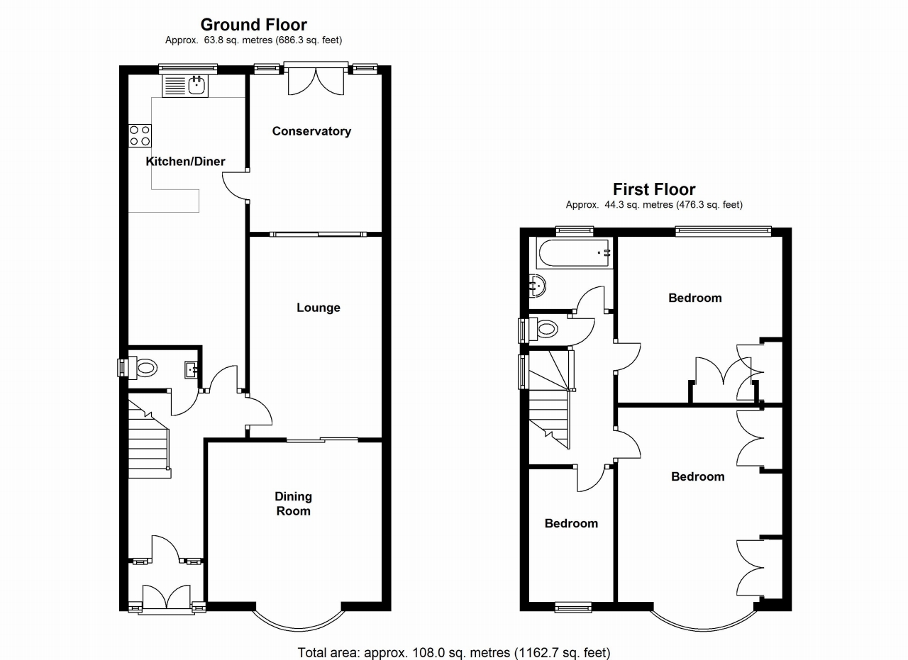 3 bedroom semi detached house SSTC in Birmingham - floorplan 1.