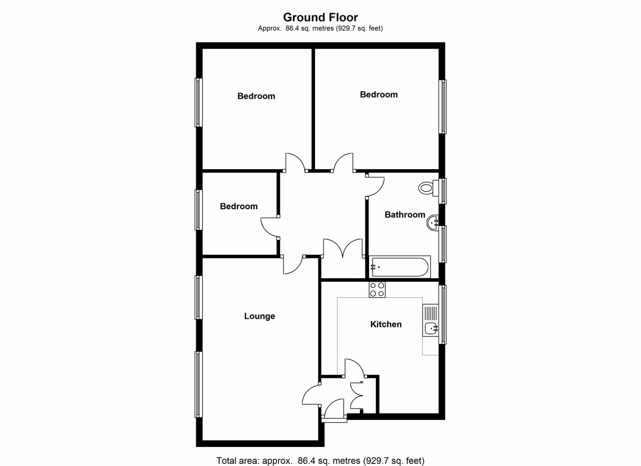 3 bedroom second floor apartment SSTC in Solihull - floorplan 1.