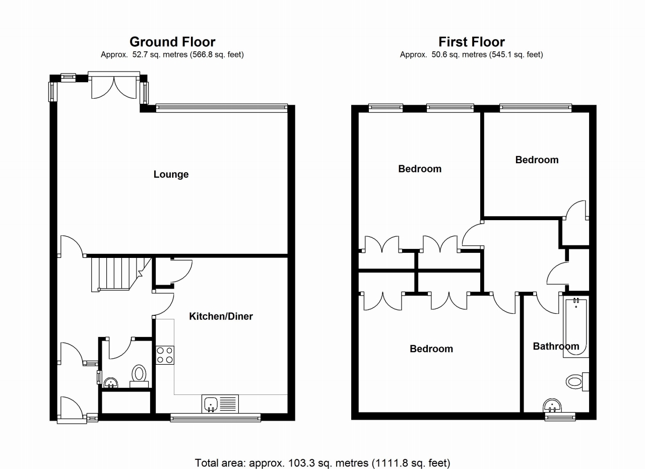 3 bedroom mid terraced house SSTC in Solihull - floorplan 1.