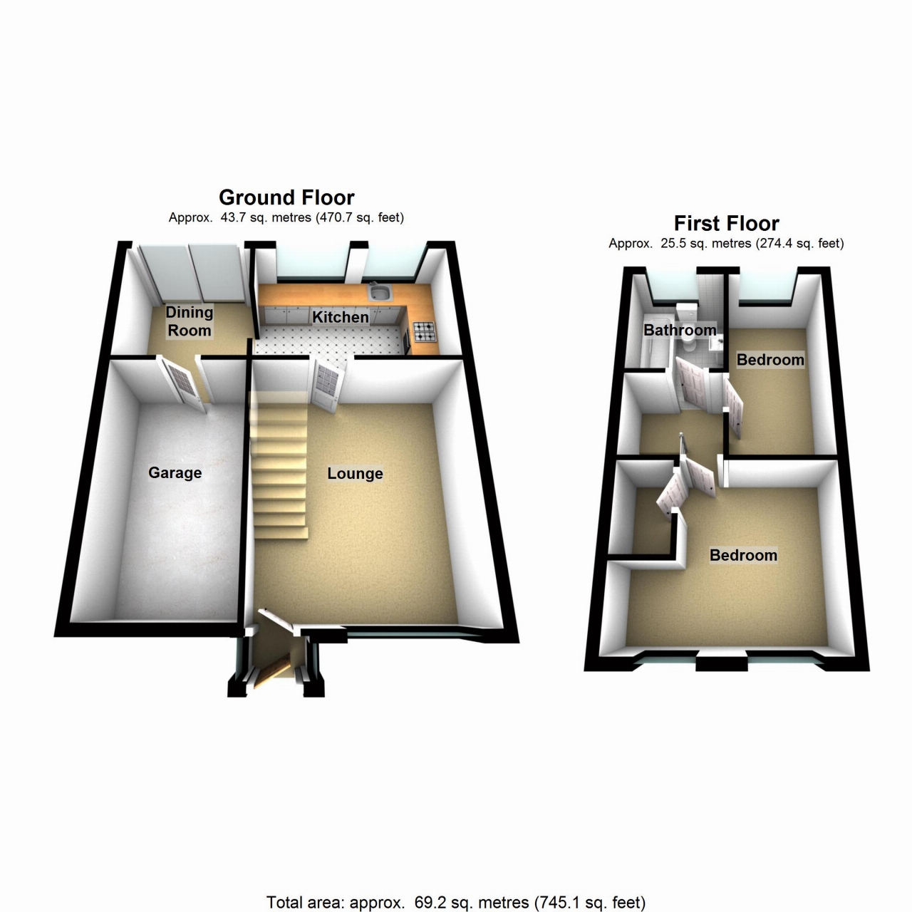 2 bedroom semi detached house SSTC in Birmingham - floorplan 1.