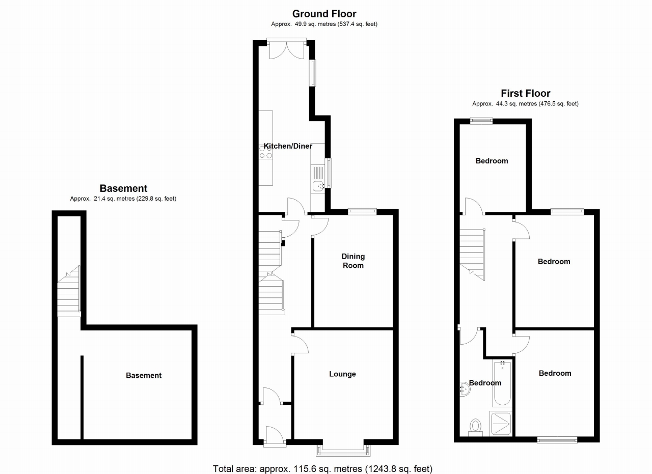 3 bedroom mid terraced house SSTC in Birmingham - floorplan 1.