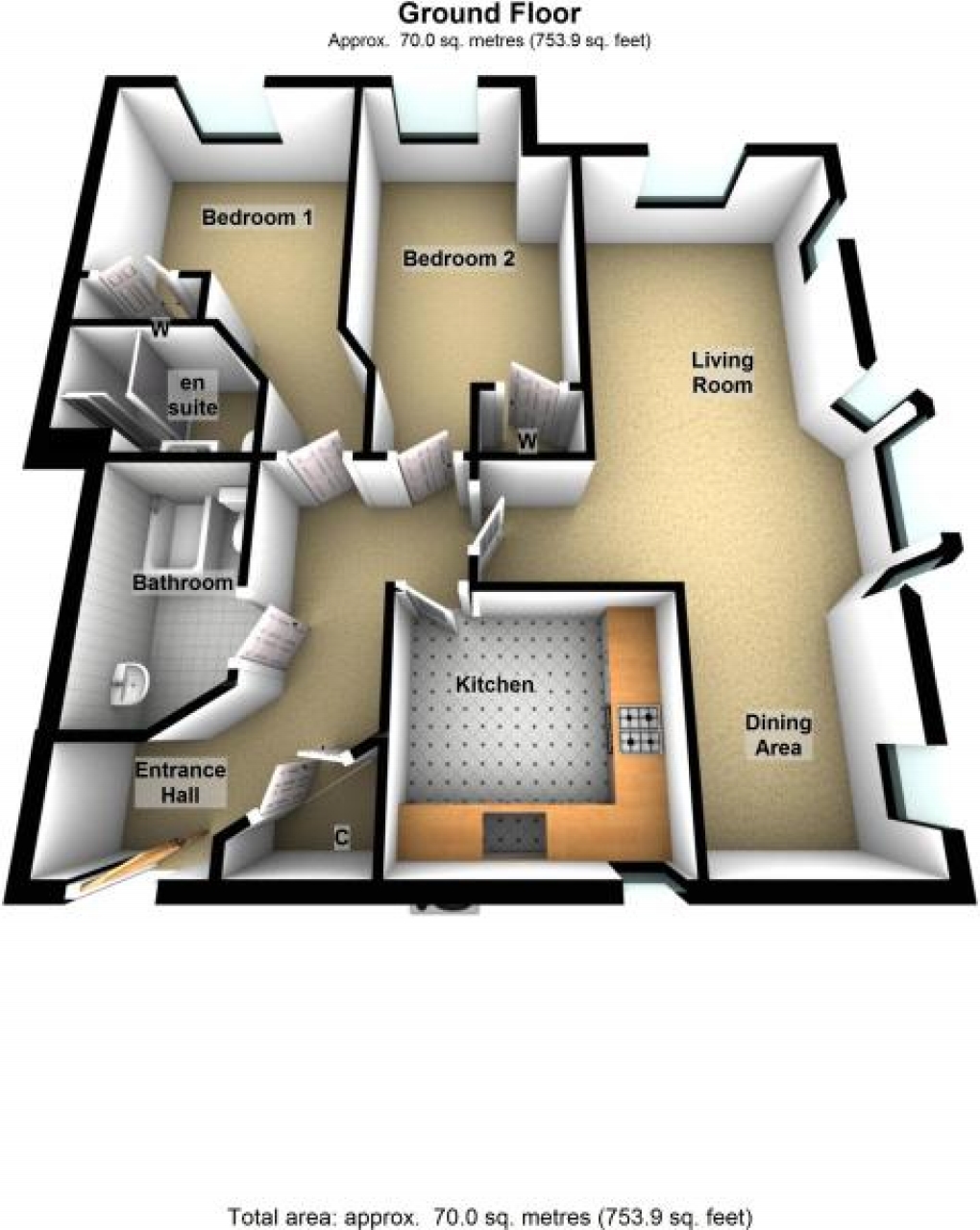 2 bedroom first floor apartment SSTC in Solihull - floorplan 1.