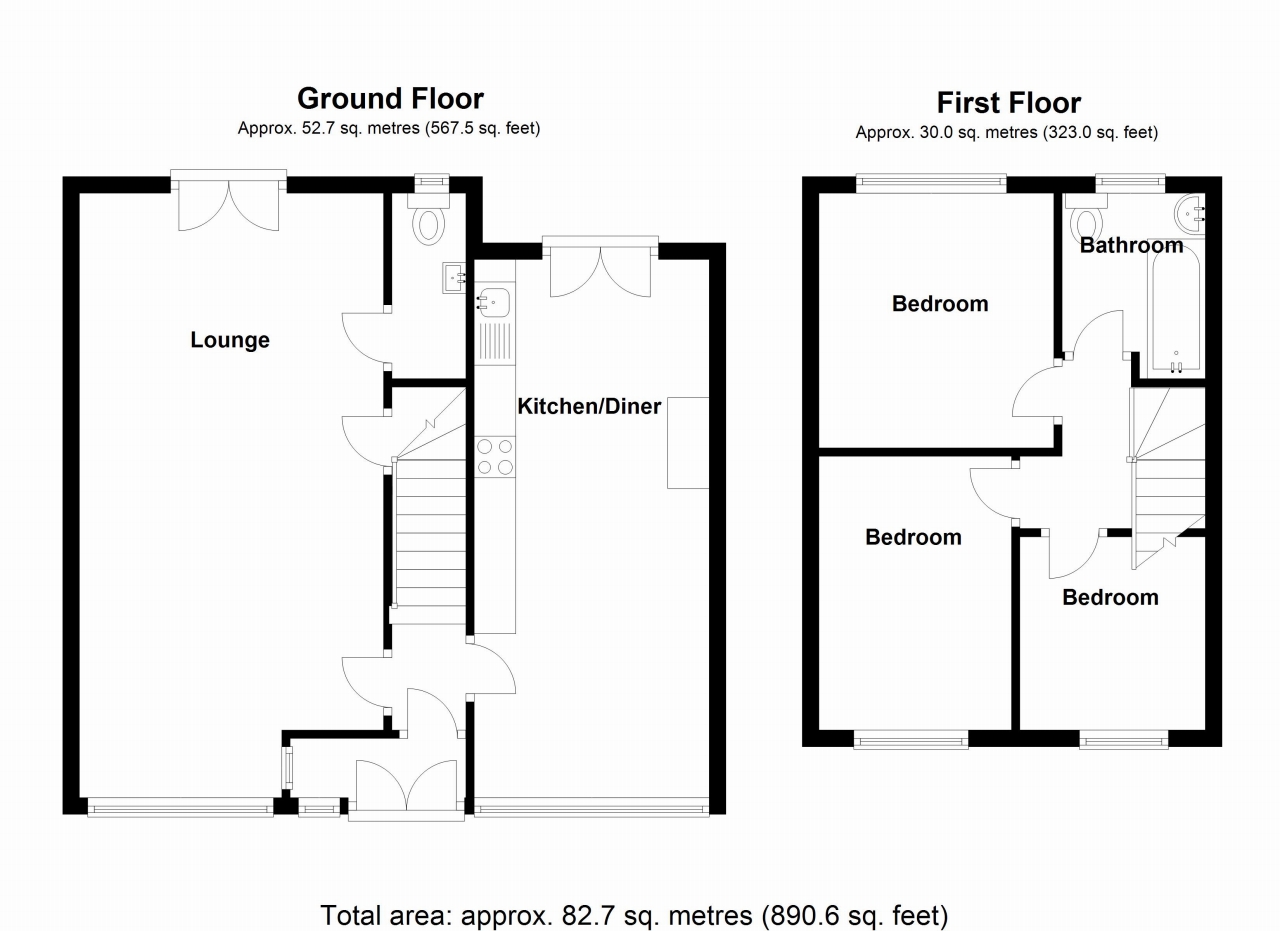 3 bedroom end terraced house SSTC in Solihull - floorplan 1.