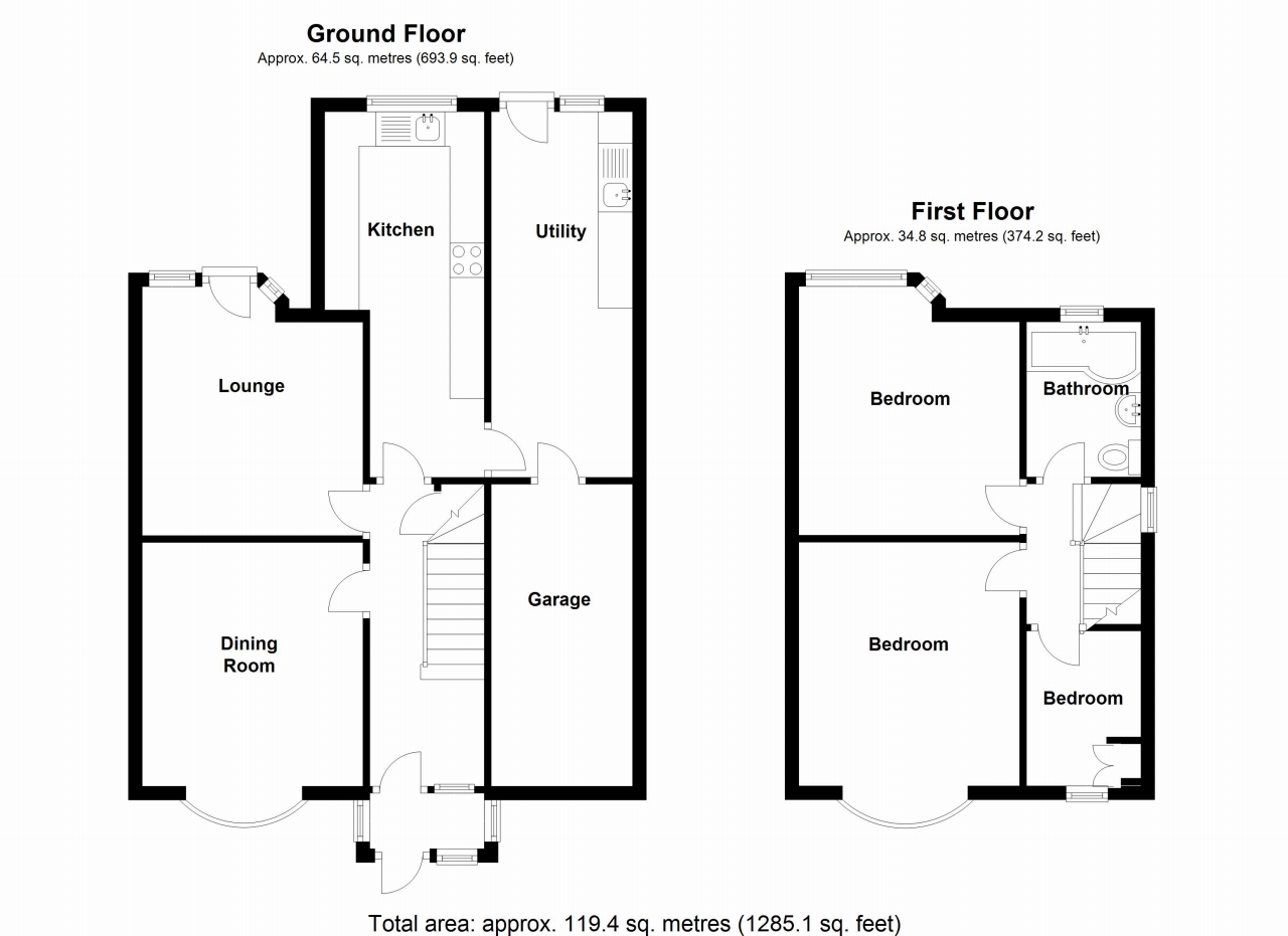 3 bedroom semi detached house SSTC in Solihull - floorplan 1.