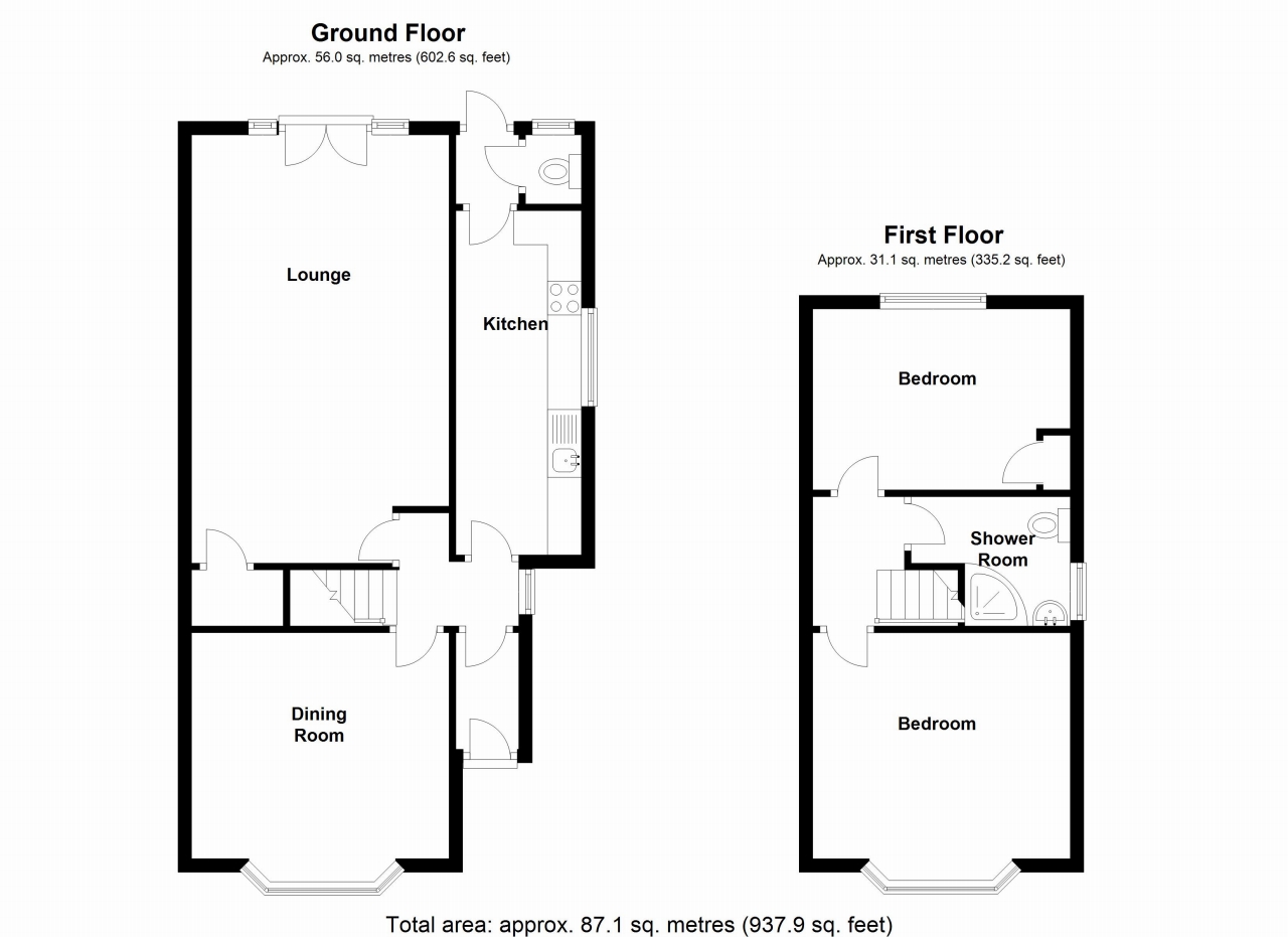 2 bedroom semi detached house SSTC in Solihull - floorplan 1.