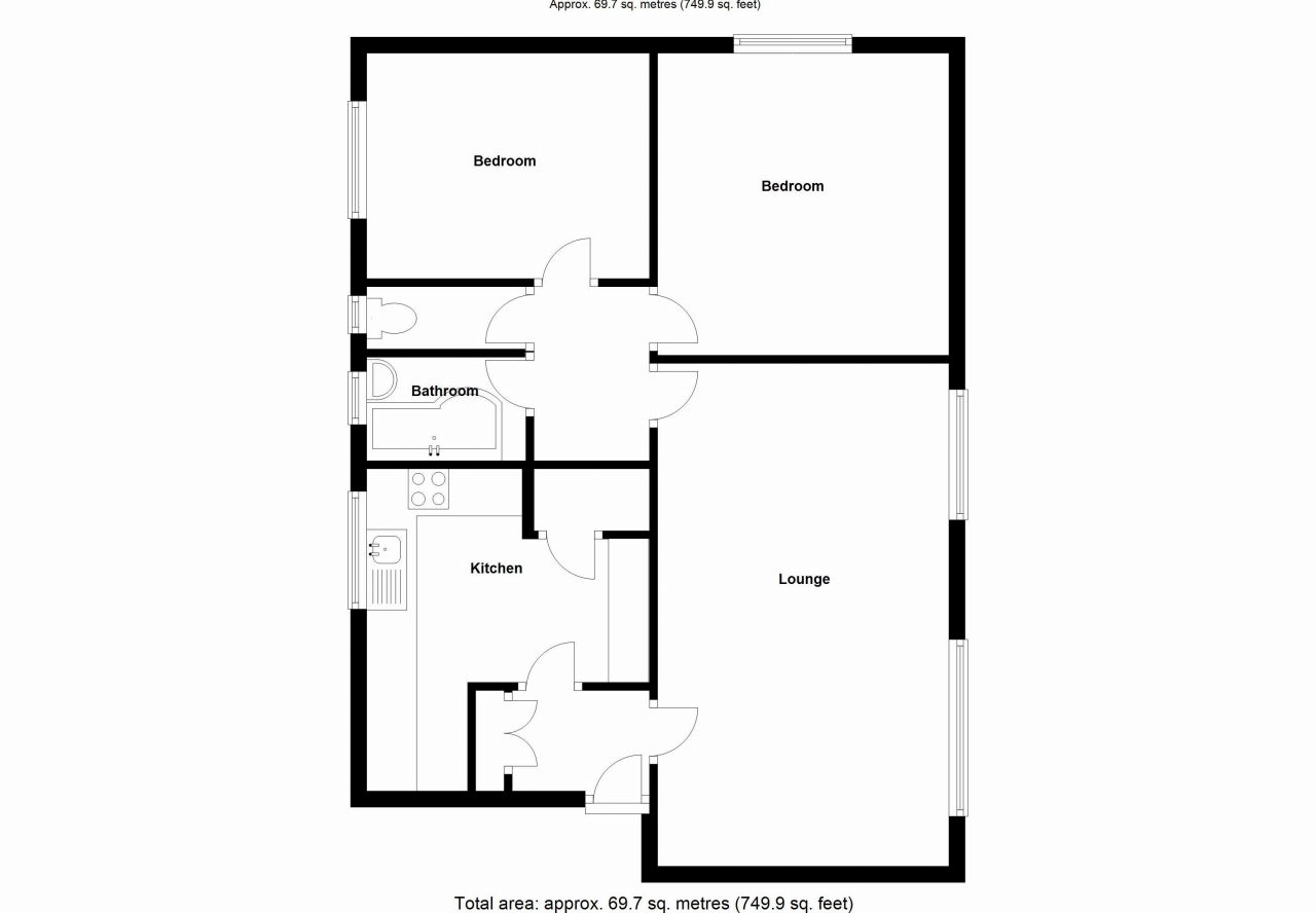 2 bedroom first floor apartment SSTC in Solihull - floorplan 1.