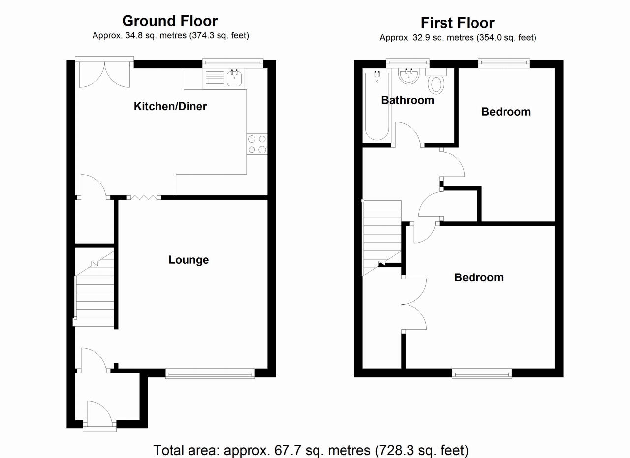 2 bedroom mid terraced house SSTC in Solihull - floorplan 3.