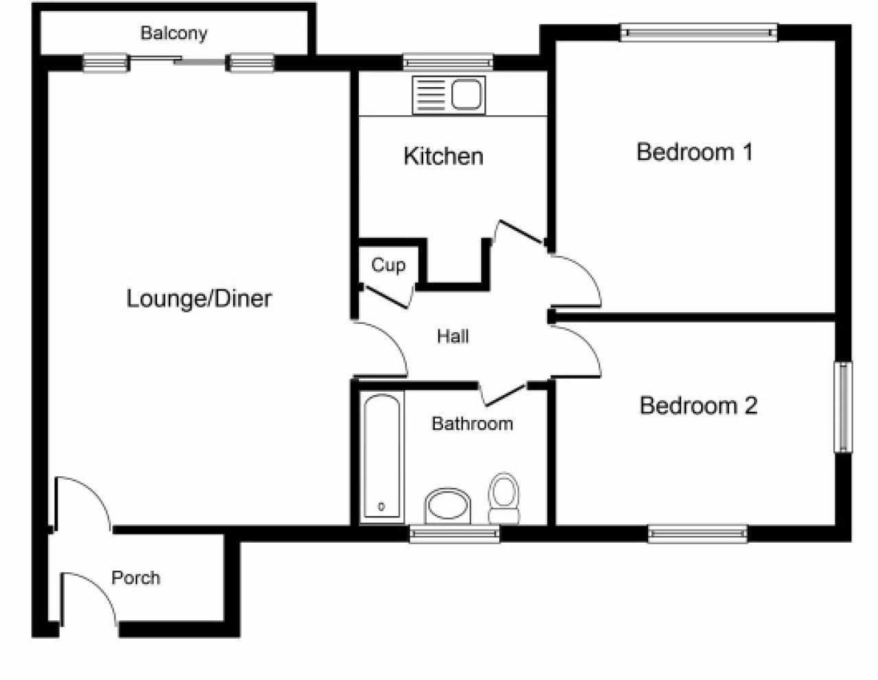 2 bedroom ground floor apartment SSTC in Solihull - floorplan 1.