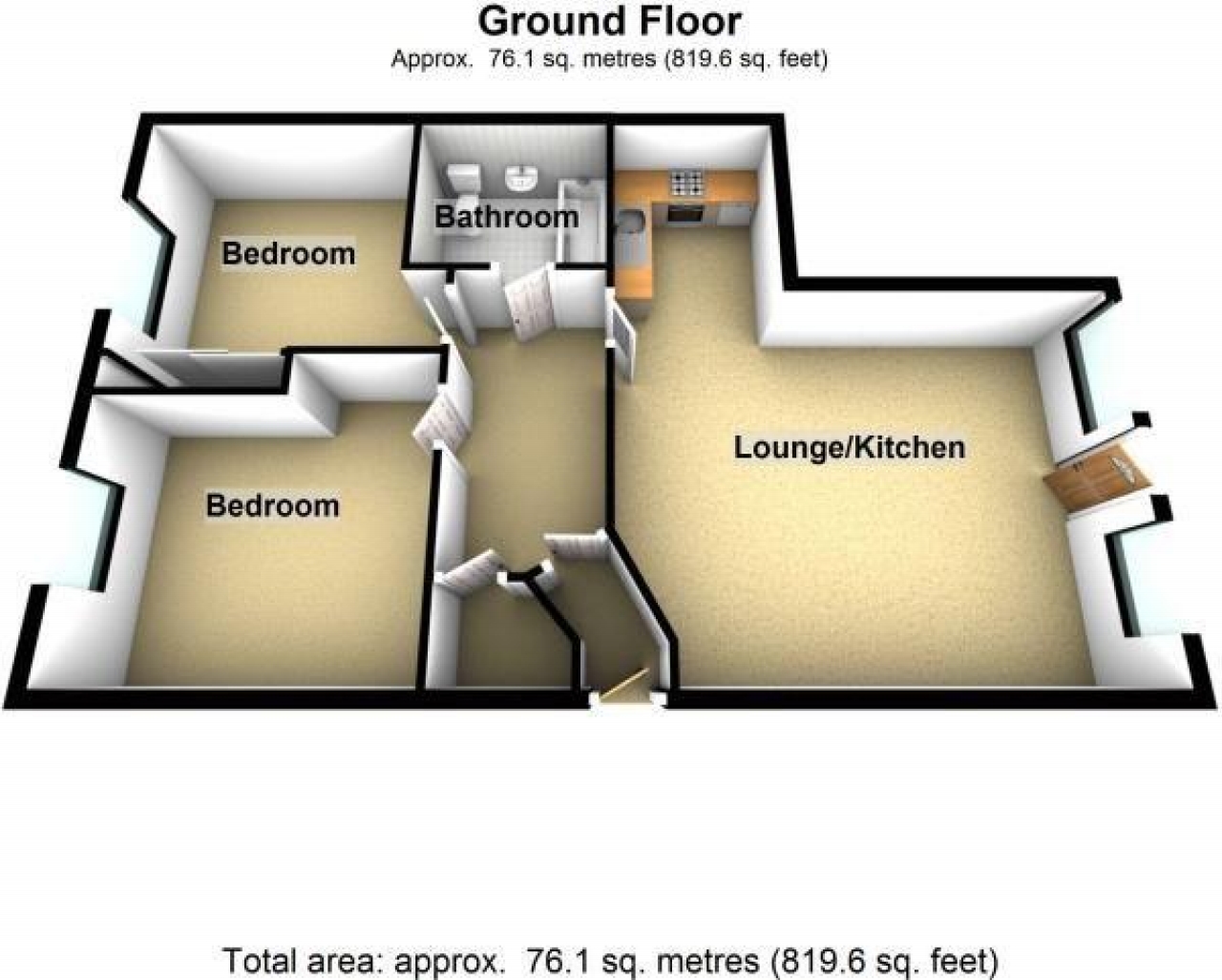 2 bedroom first floor apartment SSTC in Solihull - floorplan 1.