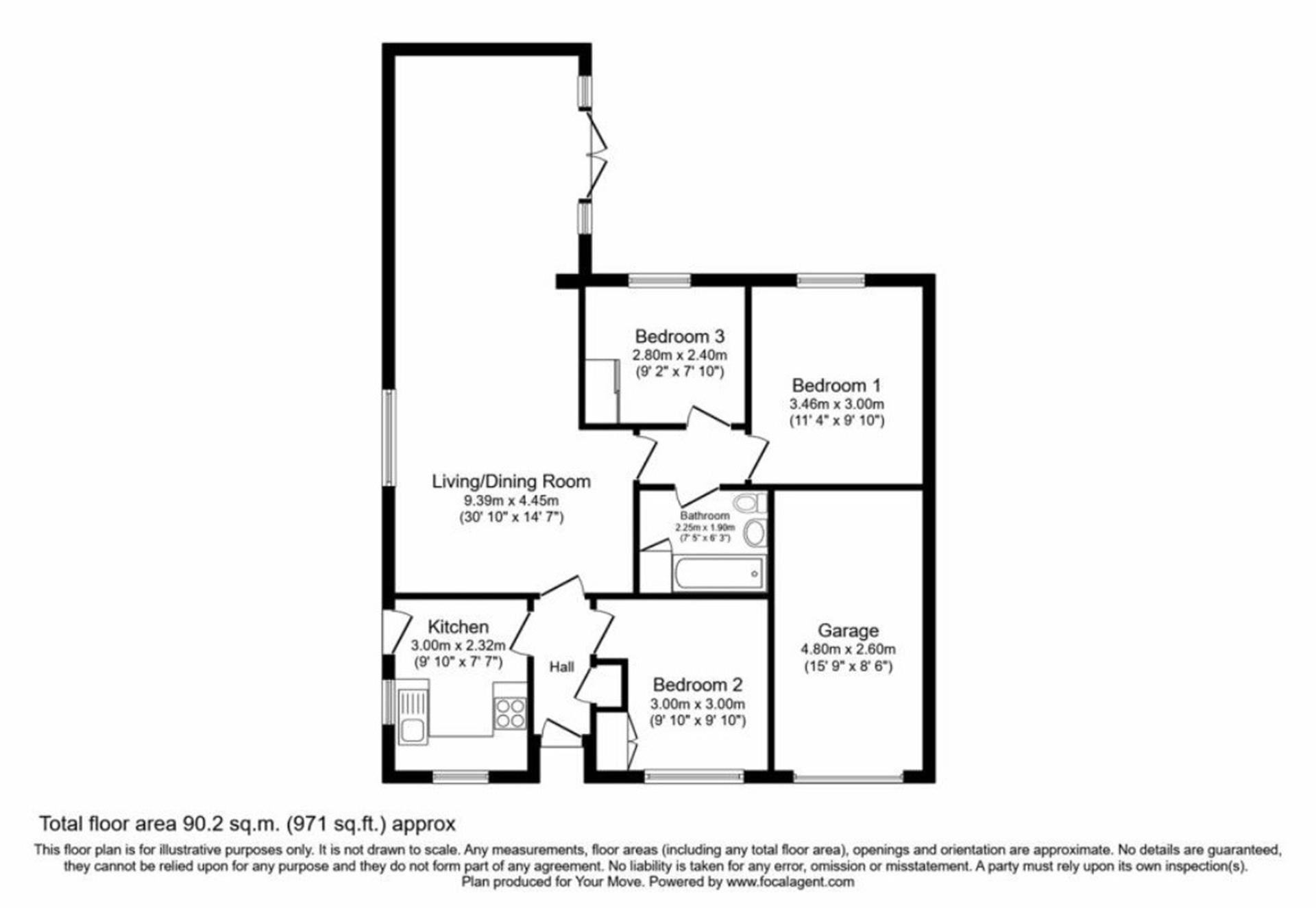 4 bedroom detached bungalow To Let in Bromley Cross, Bolton, Greater Manchester - Floor Plan.