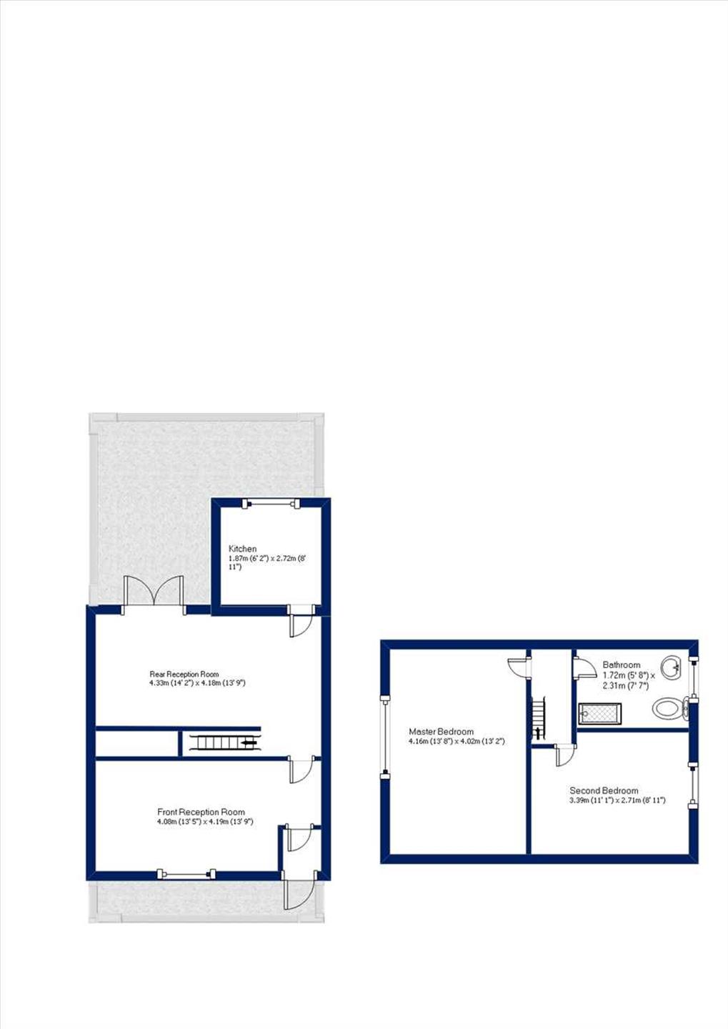 2 Bedroom Terraced House To Rent - Floorplans